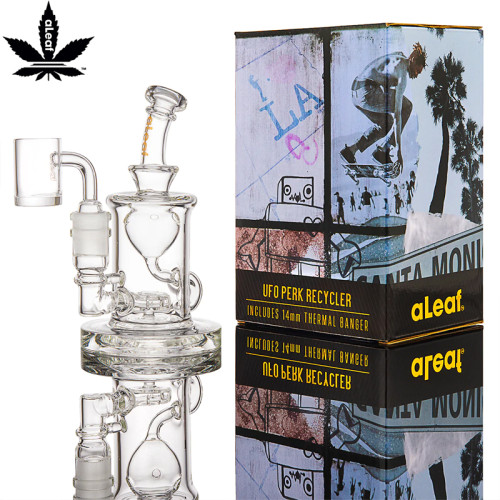 ALEAF 6 INCH UFO PERK RECYCLER GLASS WATER PIPE 14MM CLEAR - 260GM 